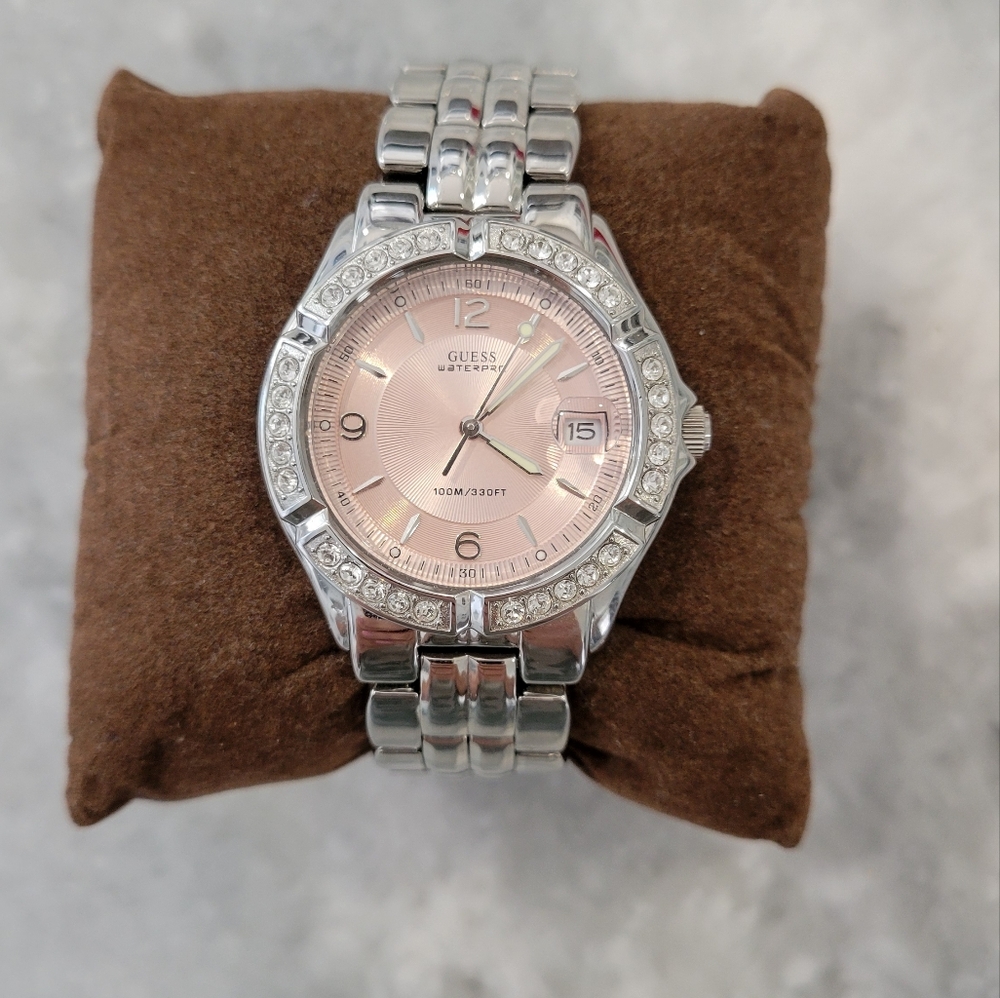 Guess Women's Silver and Pink Watch
